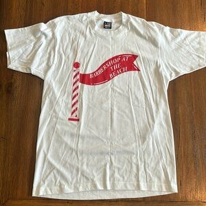 Vintage Barbershop at the Beach white tshirt